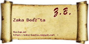 Zaka Beáta névjegykártya